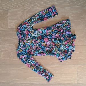 Posh Peanut Floral Long-Sleeve Romper in Navy, Pink, Yellow, Green